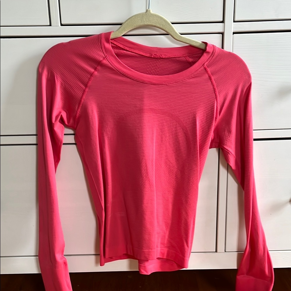 Lululemon Athletica Orange Pink Raglan Long Sleeve Tee